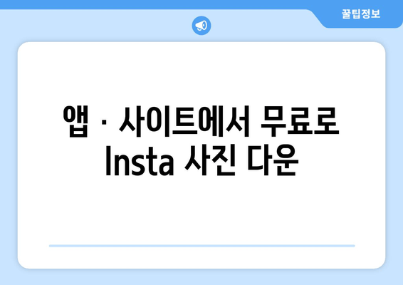 앱 · 사이트에서 무료로 Insta 사진 다운