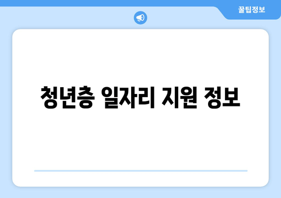 청년층 일자리 지원 정보