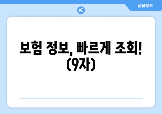 보험 정보, 빠르게 조회! (9자)