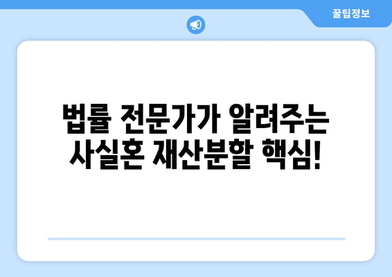 사실혼 재산분할 갈등, 대변이 풀어내는 해법 | 법률 전문가, 소송, 합의, 재산분할