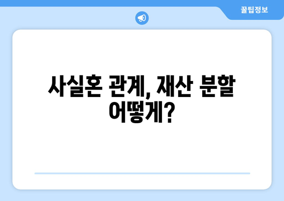 사실혼 재산 분할 갈등, 어떻게 대처해야 할까요? | 법률 전문가와 함께 알아보는 해결 방안