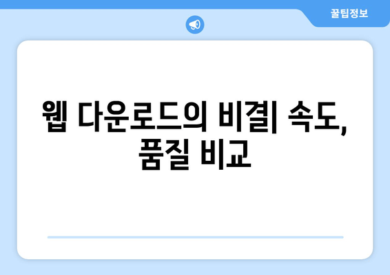 웹 다운로드의 비결| 속도, 품질 비교