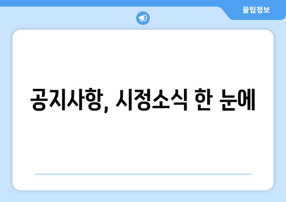 공지사항, 시정소식 한 눈에