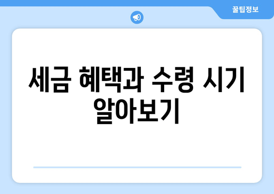 세금 혜택과 수령 시기 알아보기