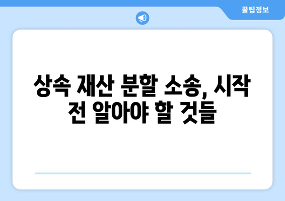 상속 재산 분할 소송, 어떻게 진행해야 할까요? | 소송 절차, 준비, 주의 사항, 성공 전략