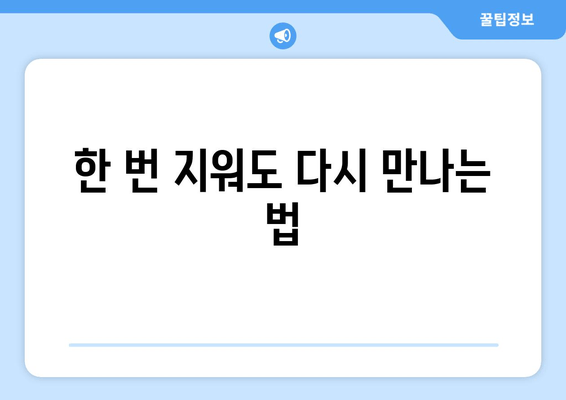 한 번 지워도 다시 만나는 법