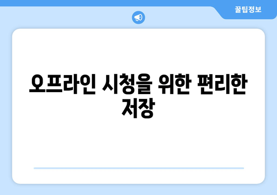 오프라인 시청을 위한 편리한 저장