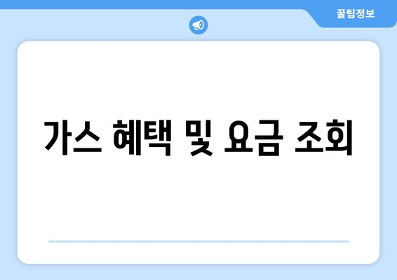 가스 혜택 및 요금 조회