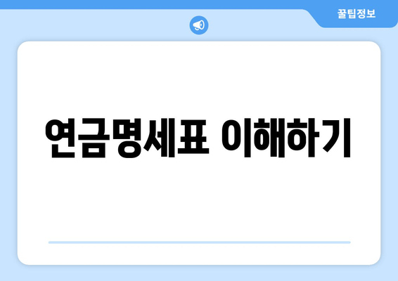 연금명세표 이해하기