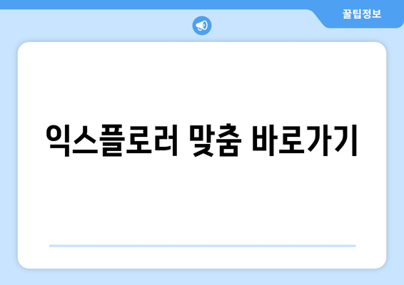 익스플로러 맞춤 바로가기