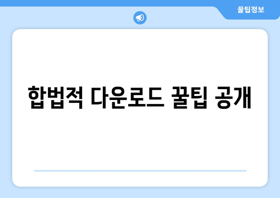 합법적 다운로드 꿀팁 공개