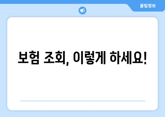 보험 조회, 이렇게 하세요!