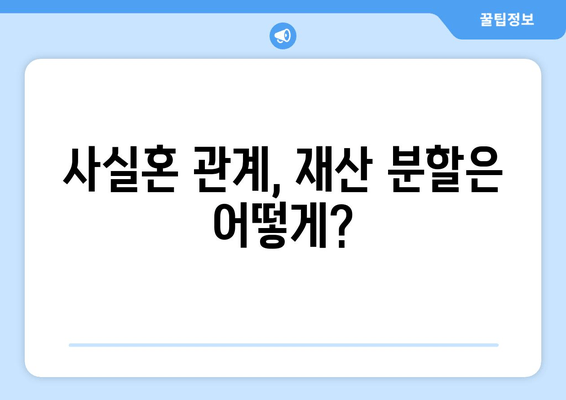 사실혼 재산 분할 갈등, 이렇게 대응하세요! | 법률 전문가가 알려주는 실질적 해결 방안