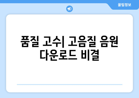 품질 고수| 고음질 음원 다운로드 비결