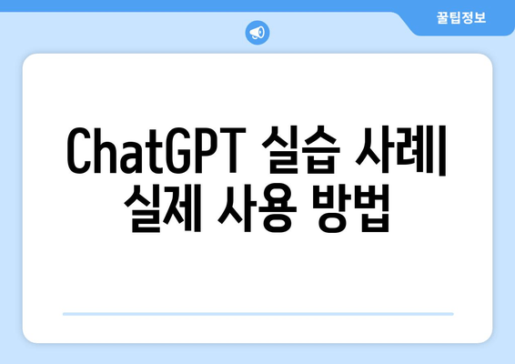 ChatGPT 실습 사례| 실제 사용 방법