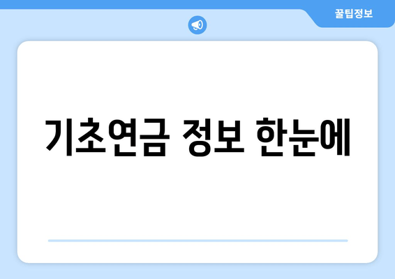 기초연금 정보 한눈에