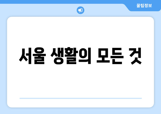 서울 생활의 모든 것