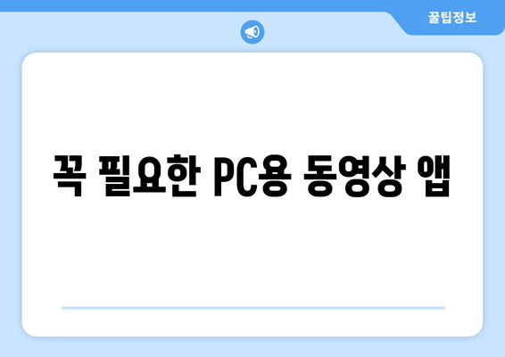 꼭 필요한 PC용 동영상 앱