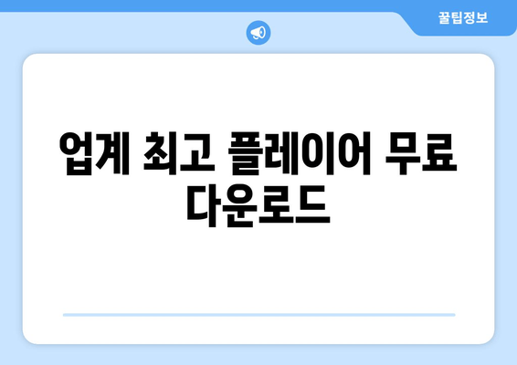 업계 최고 플레이어 무료 다운로드