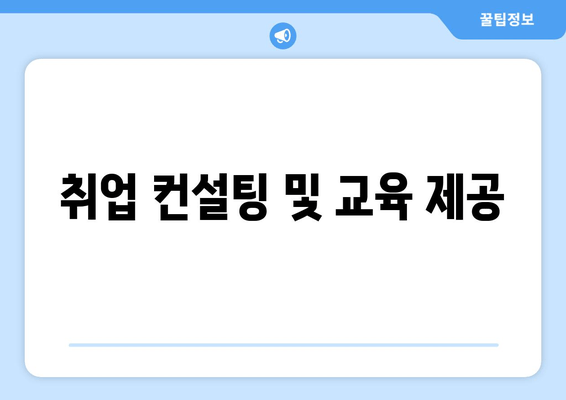 취업 컨설팅 및 교육 제공