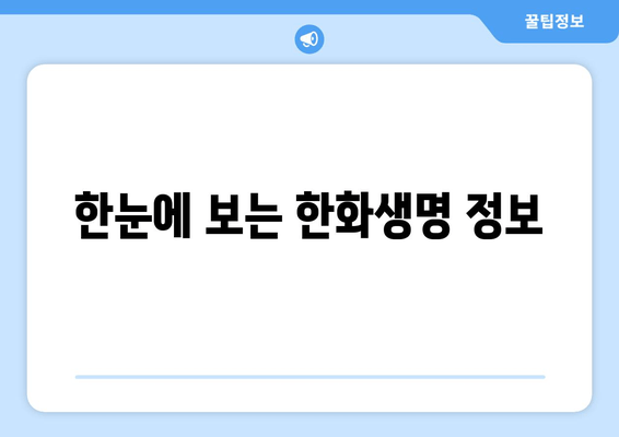 한눈에 보는 한화생명 정보