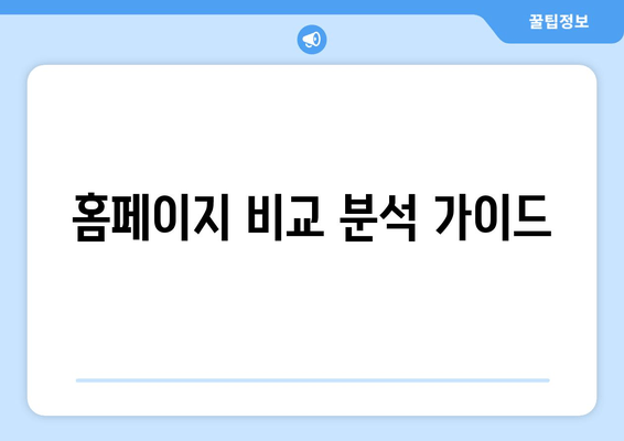 홈페이지 비교 분석 가이드