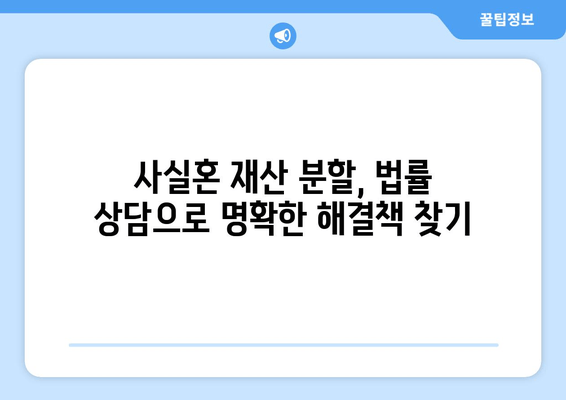 사실혼 재산 분할 갈등, 전문가의 도움으로 해결하세요 | 재산분할, 대변 서비스, 법률 상담