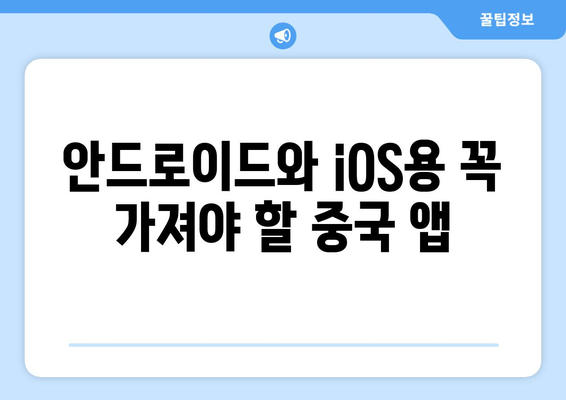 안드로이드와 iOS용 꼭 가져야 할 중국 앱