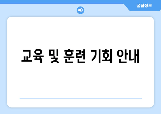 교육 및 훈련 기회 안내