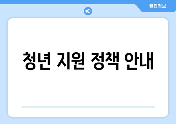 청년 지원 정책 안내