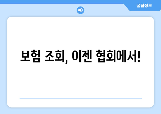 보험 조회, 이젠 협회에서!