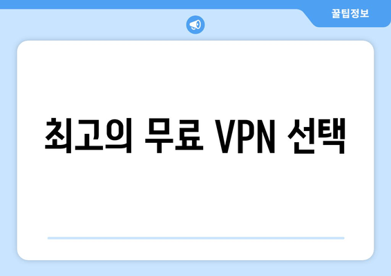 최고의 무료 VPN 선택