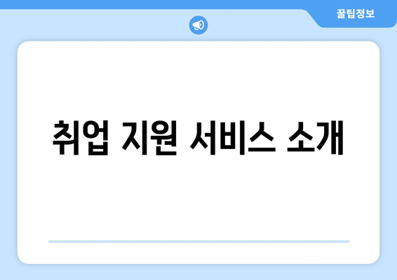 취업 지원 서비스 소개