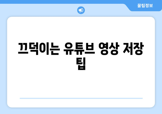 끄덕이는 유튜브 영상 저장 팁