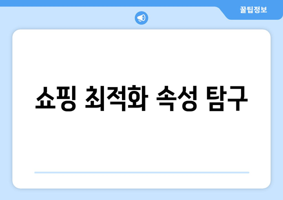 쇼핑 최적화 속성 탐구