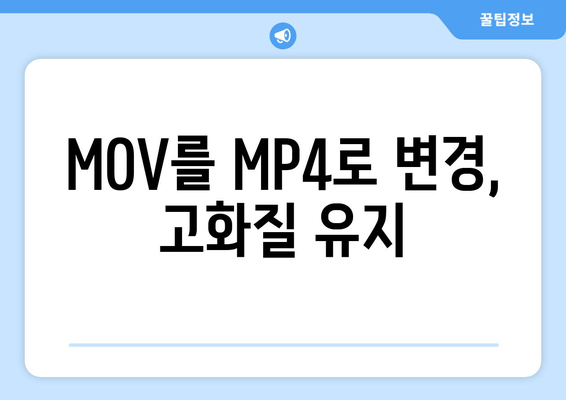 MOV를 MP4로 변경, 고화질 유지