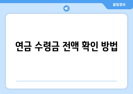 연금 수령금 전액 확인 방법