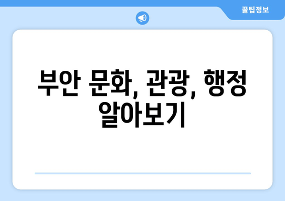 부안 문화, 관광, 행정 알아보기