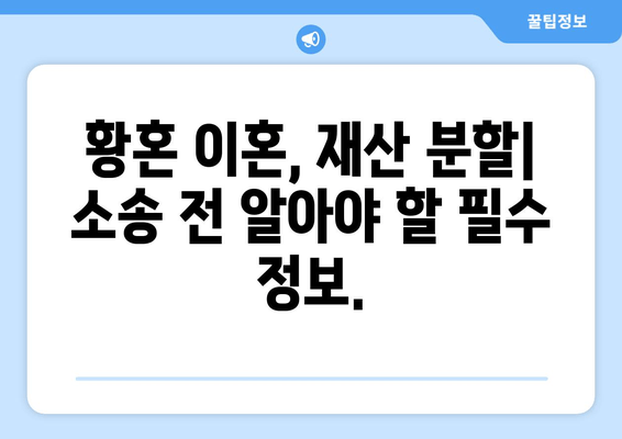 황혼 이혼, 재산 분할 소송 전략 수립 가이드 | 재산분할, 위자료, 소송 준비, 법률 전문가