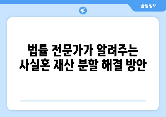 사실혼 재산 분할 갈등, 어떻게 대처해야 할까요? | 법률 전문가와 함께 알아보는 해결 방안