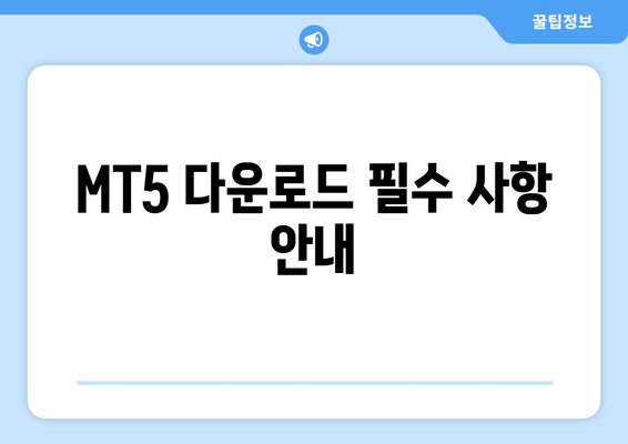 MT5 다운로드 필수 사항 안내