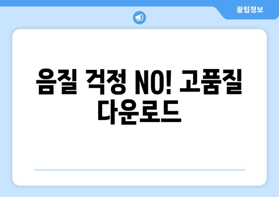 음질 걱정 NO! 고품질 다운로드