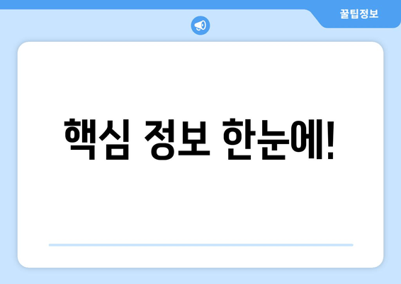 핵심 정보 한눈에!