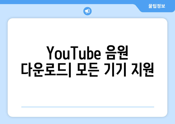 YouTube 음원 다운로드| 모든 기기 지원