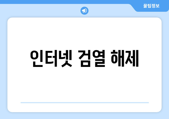 인터넷 검열 해제