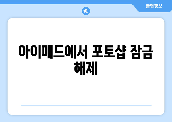 아이패드에서 포토샵 잠금 해제