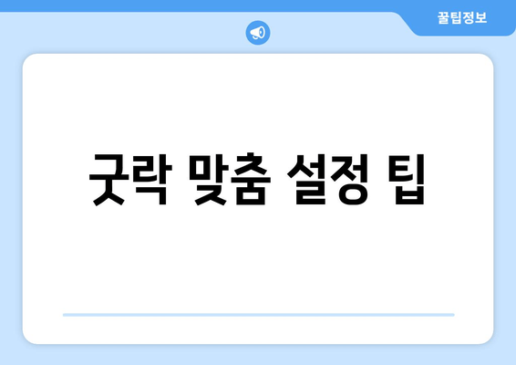 굿락 맞춤 설정 팁