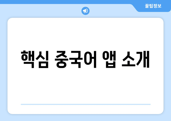 핵심 중국어 앱 소개