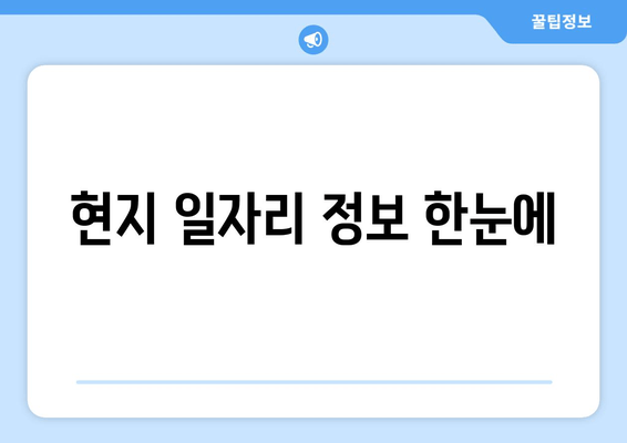 현지 일자리 정보 한눈에