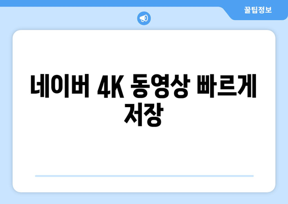 네이버 4K 동영상 빠르게 저장